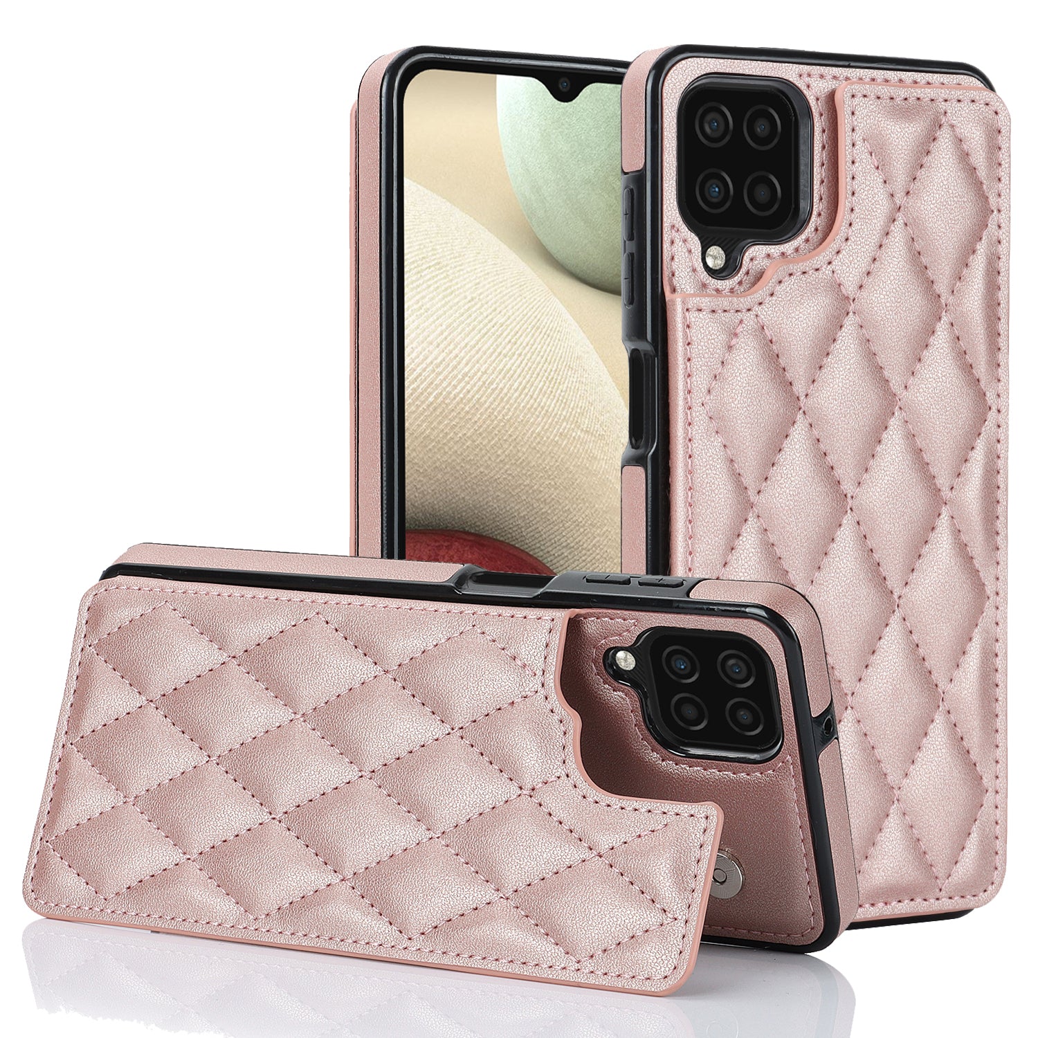 For Samsung Galaxy A12 Kickstand Phone Case PU Leather TPU Card Holder RFID Blocking Cover For Samsung Galaxy A12 Kickstand Phone Case PU Leather TPU Card Holder RFID Blocking Cover